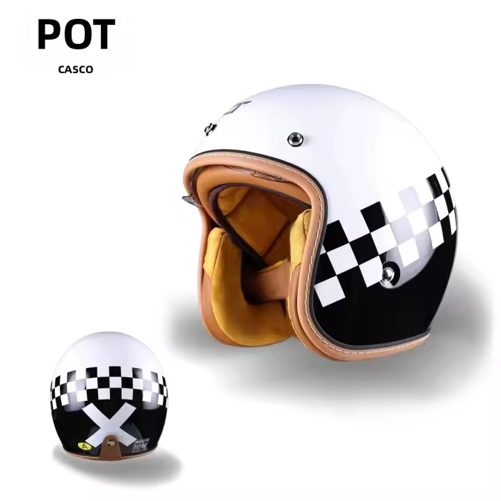Casco De Motocicleta Retro 3/4 Para Harley Cruiser Accesorios Semi-abiertos Para Motocicleta Casco Retro Para Invierno Unisex - 1