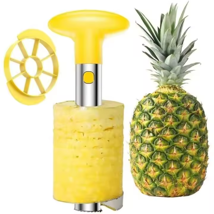 Descorazonador y pelador de piña de Maple inoxidable para Cortar en Cubitos y anillas, Todo en uno (Amarillo) - 1
