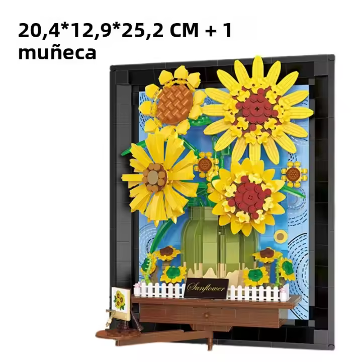 Bloques De Construcción 3D De Pintura De Girasol De Van Gogh Juguete De Artesanía Para Decoración De Hogar Regalo Para Niños Y Adultos - 1