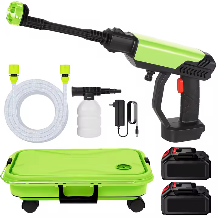 30Bar Alta Presión 6 en 1 Conveniente Pistola de Limpieza Inalámbrica de Alta Presión 4.0L/min Descarga de Agua Con Depósito de 22L 2 Baterías Manguera de 5m Para Piscina de Coche Cerca Multifuncional Pistola de Lavado y Limpieza Multifuncional - 1