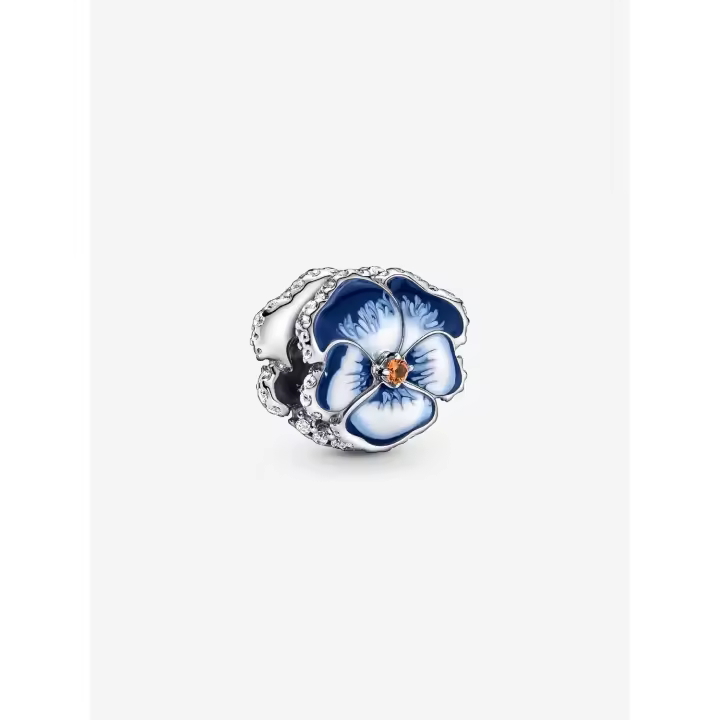 Pandora - Charm de Flor de pensar Azul-Plata de Lei - 1