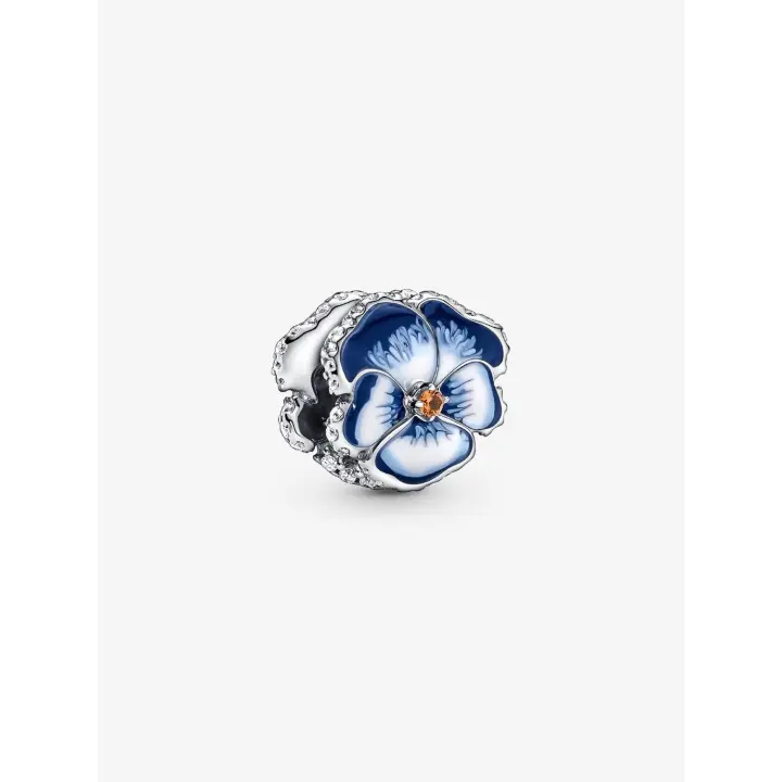 Pandora - Charm de Flor de pensar Azul-Plata de Lei - 1