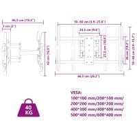 vidaXL Soporte pared TV pantalla 37''-80'' Max VESA 600x400 mm 40 kg - details 7