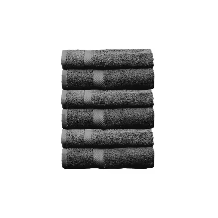 Dcasa Juego de 6 toallas de tocador gris oscuro de algodón natural de 30x50 cm - 1
