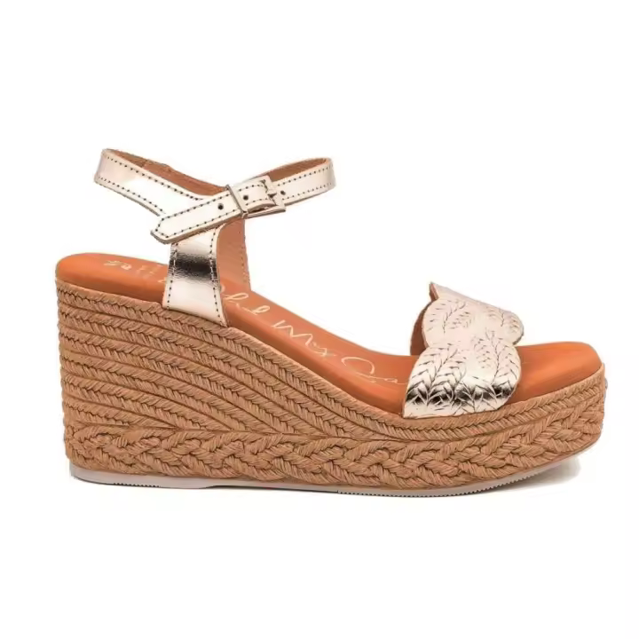 Oh My Sandals Oh! My Sandals 5461 Sandalias Mujer Doradas Cuña Piel - 1