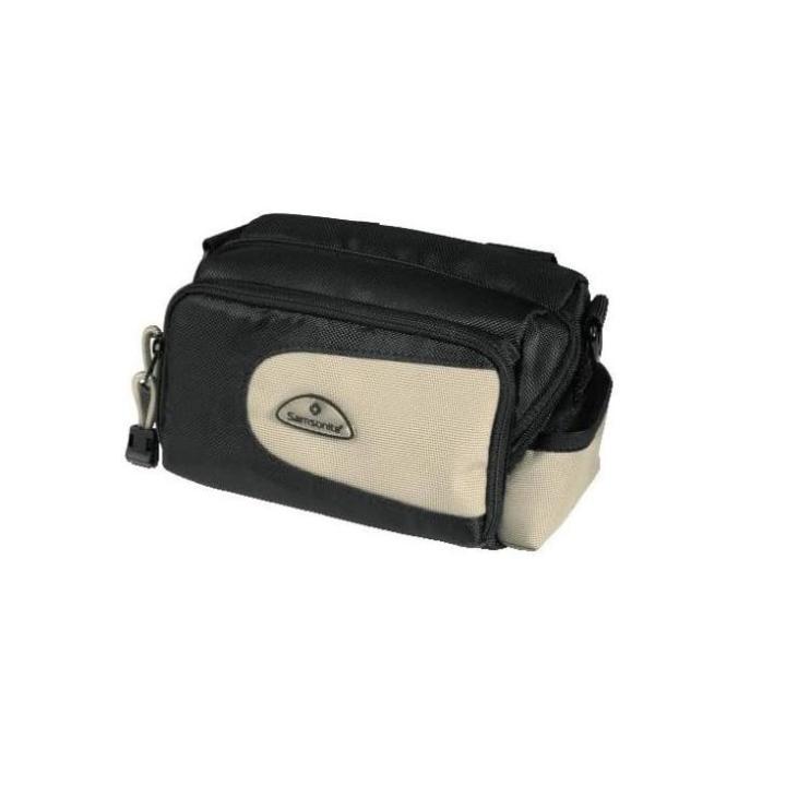 Samsonite Funda Riñonera Bolso para Camaras con Tira de Colgar Nicosia DFV 40, Negro/Beige