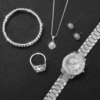 Set De 6 Relojes Para Mujer Moda Diamantes Romana Dial Cuarzo Pulseras Acero Inoxidable Joyería Set Sin Caja Relojes De Pulsera - details 3