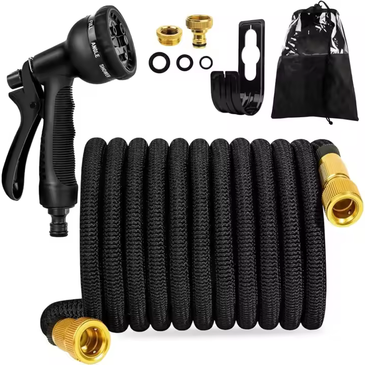 Manguera Jardin Extensible 15 Metros, Manguera Extensible con Pistola Rociadora de 8 Funciones, Conectores de Latón de 3/4",1/2" Sin Enredos Ideal para Jardinería y Hogar - 1