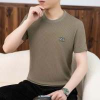 Camiseta De Hombre Verano Transpirable Cuello Redondo Manga Corta Slim Fit Base Media Camiseta De Algodón Para Viajes - details 5