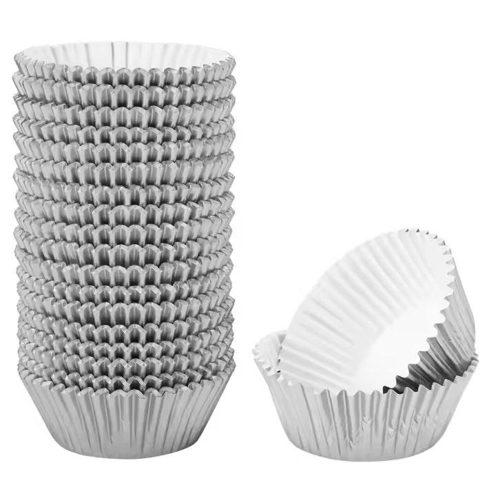 500 piezas de papel de aluminio para Tartas, cupcakes, muffin, utensilios de cocina para hornear, color plisado - 1