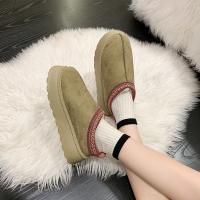 Botas De Nieve Para Mujer Invierno 2024 Cálido De Cashmere Suela Gruesa Sin Talón Media Pantufla Algodón Zapatos Para Mujer - details 6