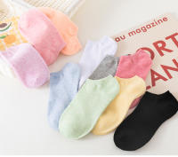 10 Pares/5 Pares De Calcetines Cortos Para Mujer En Algodón Colores Sólidos Transpirables Deportivos Veraniegos Delgados Calcetines De Barco - details 13