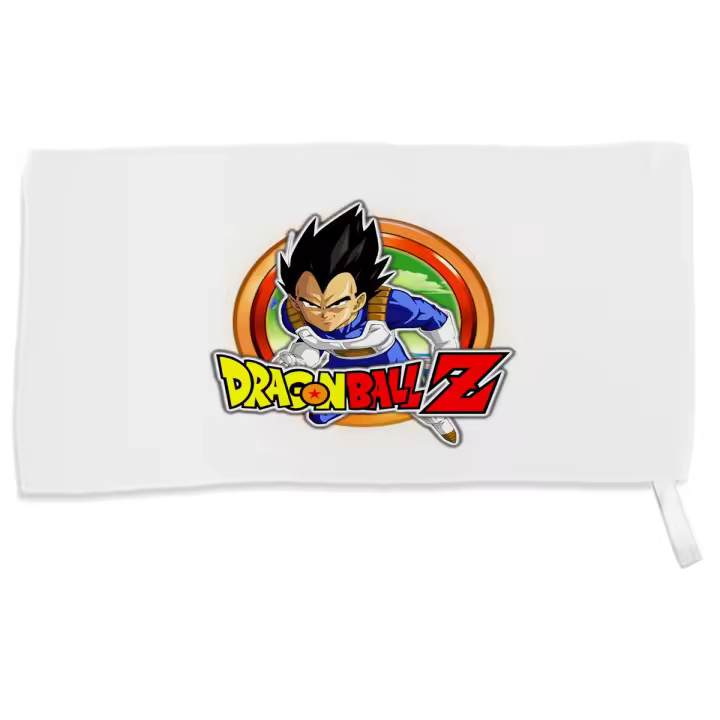 MERCHANDMANIA TOALLA PEQUEÑA ABSORBENTE logo personaje vegeta guerrero z serie peleas suave personalizada con cinta elastica - 1