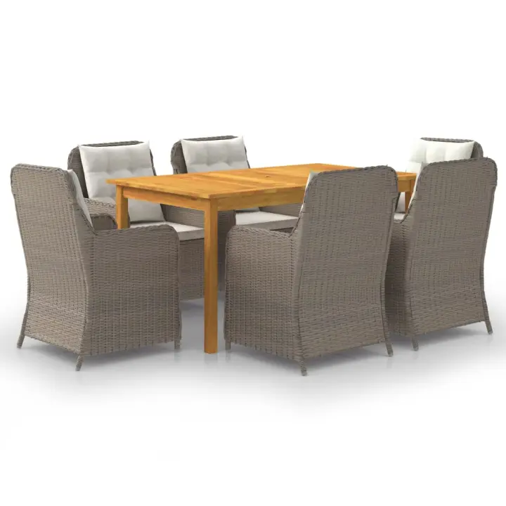 vidaXL Juego de comedor para jardín 7 piezas marrón - 1