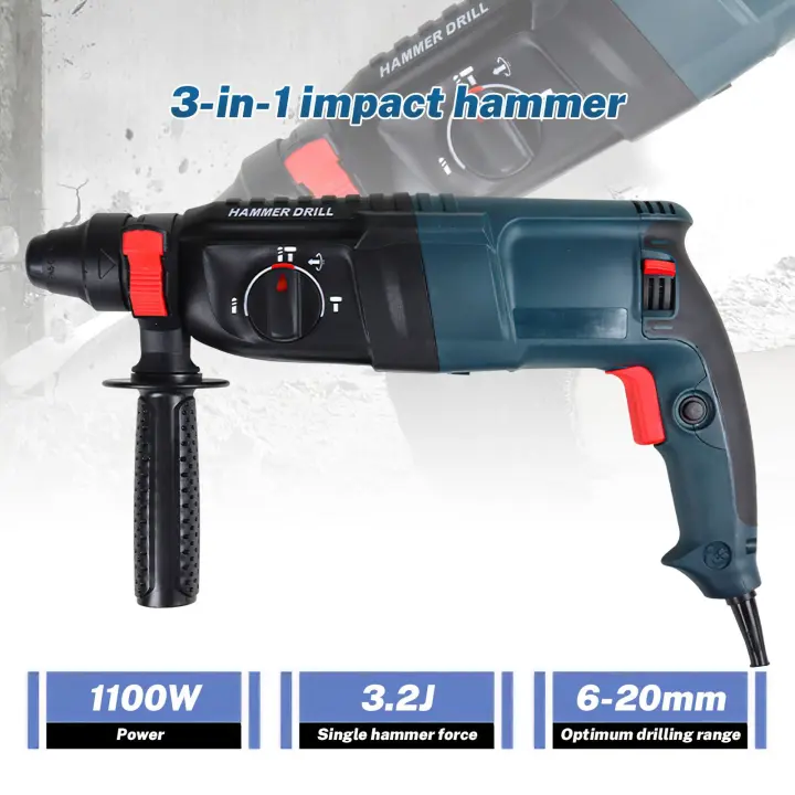 800W MultiFunction Rotary Electric Hammer 3-in-1 Electric Pick Hammer Drill Household Concrete Hammer Drill Machine Set - 1