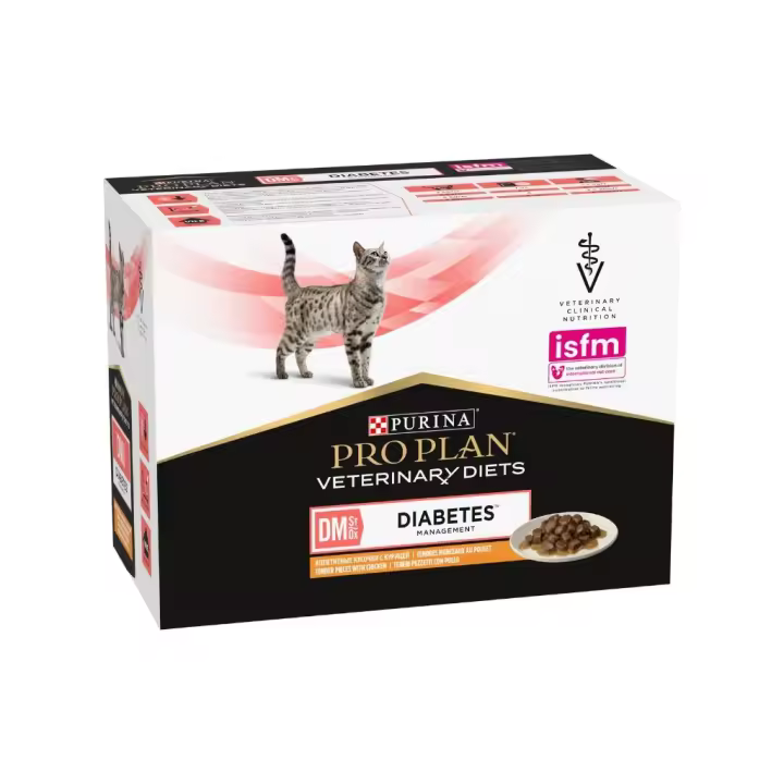PRO PLAN DV - Feline DM Diabetes Management Sobres Pollo (10x85 gr) - Comida Húmeda para Gatos que Ayuda a Manejar la Diabetes Mellitus - 1