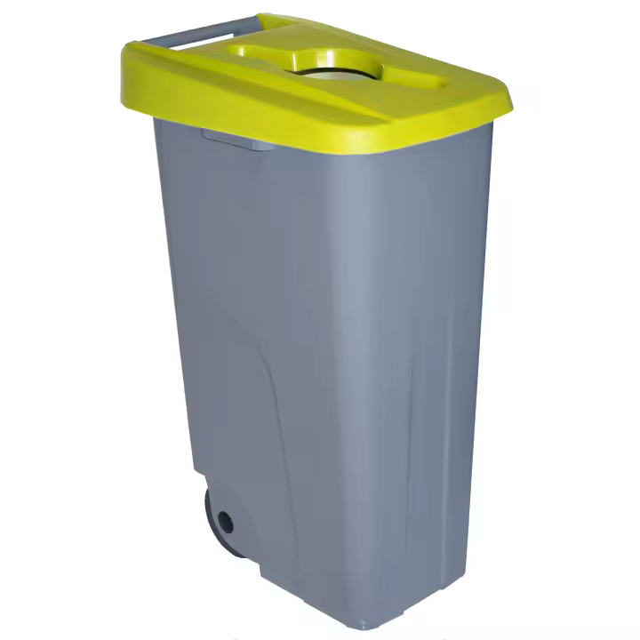 Denox Contenedor Reciclaje 110 Litros Abierto Encajable con Ruedas y Clip de Seguridad - 1