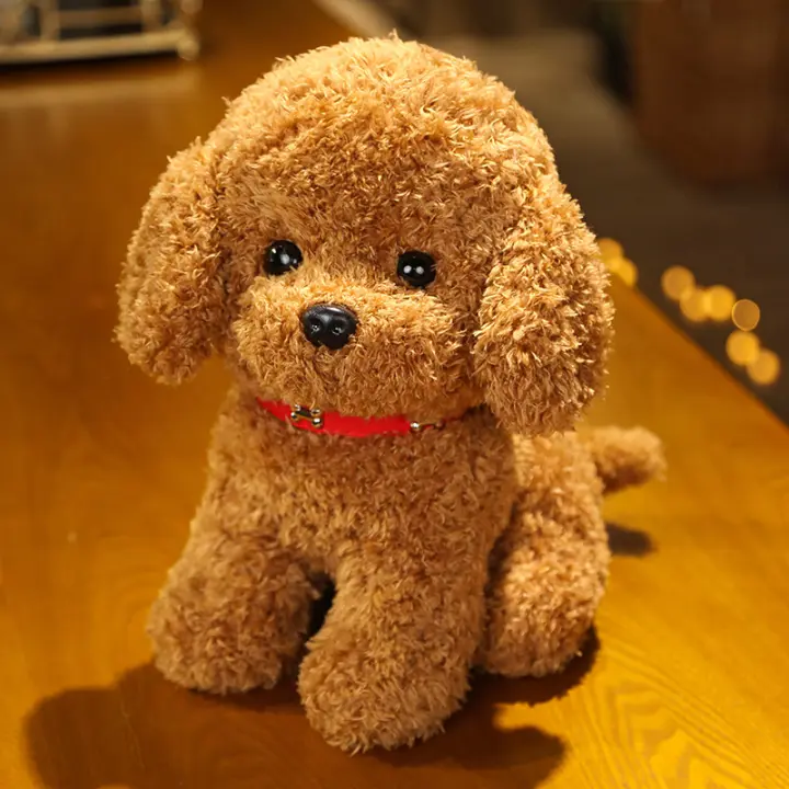Nueva Muñeca De Peluche Teddy Con Cuello Y Flor Juguetes Para Niños Suaves Y Adorables Perro De Pelo Rizado Regalos De Cumpleaños - 1