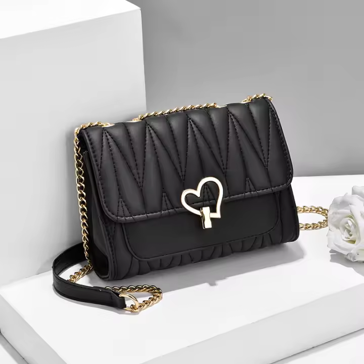 Bolso De Mano Para Mujer With Ondas Bolso De Mensajero Elegant Para Mujer,Bolso De Hombre Elegant Para Mujer,Bolso De Hombre Que Combina Con Todo Para Mujer,Bolso De Hombre Con Solapa De Cadena, corazón de melocotón, Nueva moda - 1