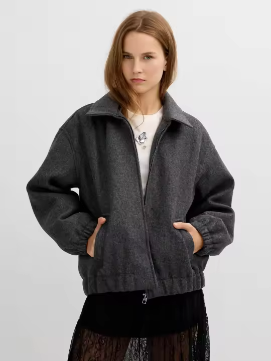 Chaqueta bomber con cuello solapa, manga larga, bolsillos y cierre de cremallera metálica INSIDE - 1