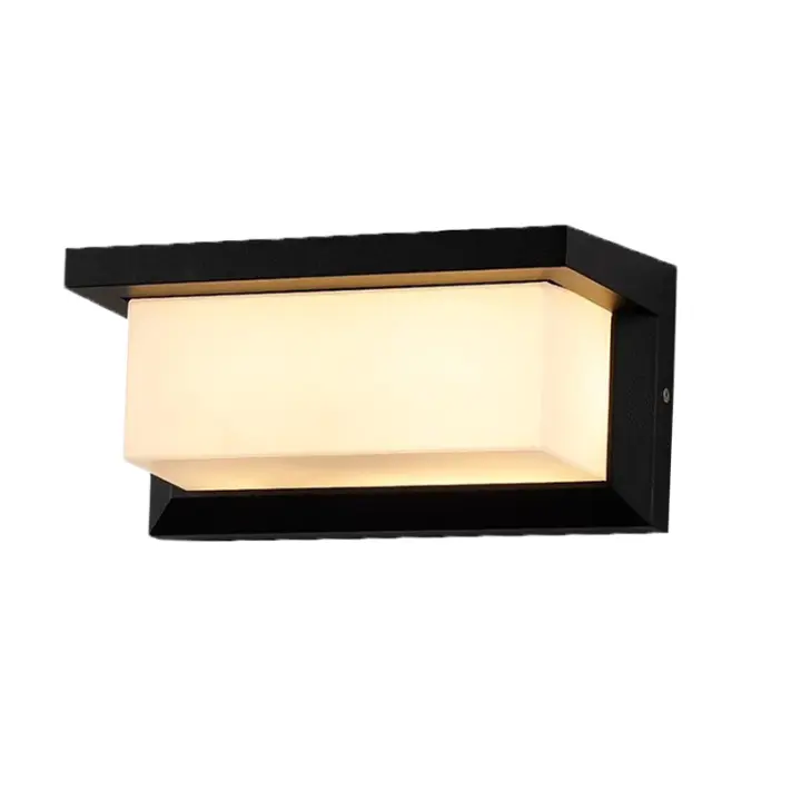 Aplique de pared exterior Aluminio Impermeable Jardín Villa Entrada A prueba de humedad Escalera Pasillo Luz-18W, 260*125*125mm, 3000K, 220V, Negro, 1pc - 1