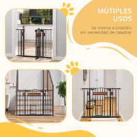PawHut Barrera de Seguridad Extensible para Puertas y Escaleras Barrera para Perros Medianos con Altura Ajustable Cierre Automático y Sistema de Doble Bloqueo 93x76,2 cm Negro - details 3