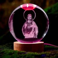 1pc Cristal 3D De Jesús Lámpara Nocturna Con Base De Iluminación Multicolor Decoración Creativa Para El Hogar Regalo Ideal Para Dormitorio Familiar - details 2