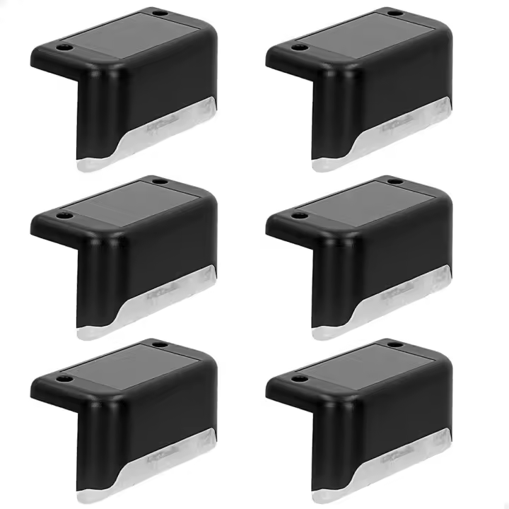 Pack de 6 Lámparas solares de luz cálida, Luz continua entre 6 y 8 horas, Impermeable, farolas solares, luces solares led exterior, Para escaleras, barandillas y paredes - 1