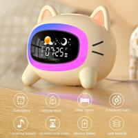 Reloj con Luz Nocturna para dormitorio, Reloj despertador para Gatos con entrenamiento del Sueño - details 0