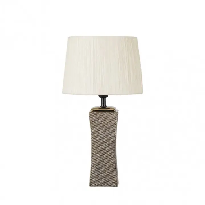 Lámpara de Mesa FABRILAMP Palo Santo | Bronce Dorado | Pantalla Beige - 1