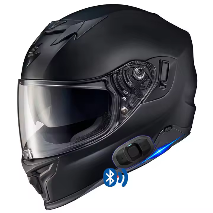 Casco de Moto Integral Scorpion Exo-520 Air Matt Black con Bluetooth Intercom Sena SF1 Integrado - 1