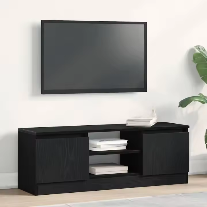 Mueble de TV de madera de roble negro 102x30x36 cm - 1