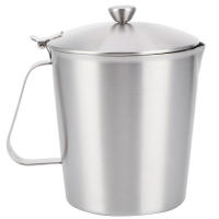 Taza de café con leche espesa de acero inoxidable 304, taza medidora, jarra para espumar leche con tapa de escala, 700 ml con tapa - details 0
