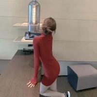 Vestido Bodycon De Térmica Para Mujer HELIAR Con Cuello Alto Y Manga Larga Tejido Grueso Para Otoño E Invierno Vestido De Oficina Con Diseño Sólido - details 22