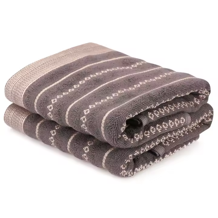 Wellhome Juego de Toallas Suaves y Absorbentes 100% Algodón Negro y Crema 2 Piezas - 1