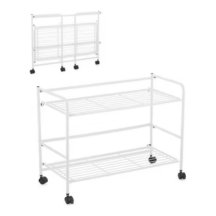 Estantería Confortime Blanco Hierro Plegable Con ruedas (67 x 30 x 44,8 cm) - 1