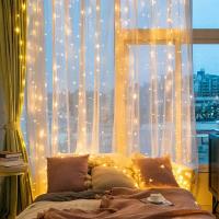 Luces De Cortina LED Con USB Y Control Remoto De 8 Modos Para Bodas Casas Fiestas Pared Ventanas Jardín Navidad Decoraciones - details 25