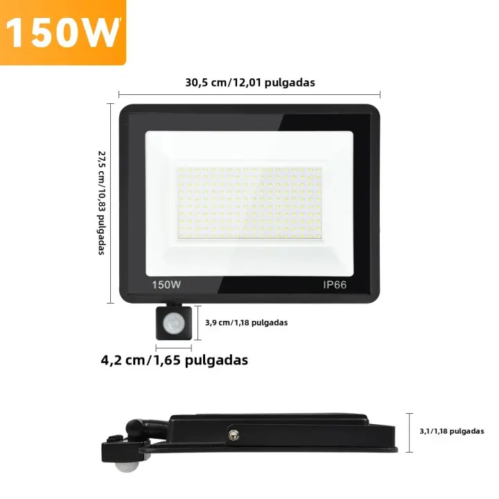 Lámpara De Inundación LED Con Sensor De Cuerpo PIR Luz Blanca Cálida Luz Exterior IP66 Para Jardín Patio Cartel - 1