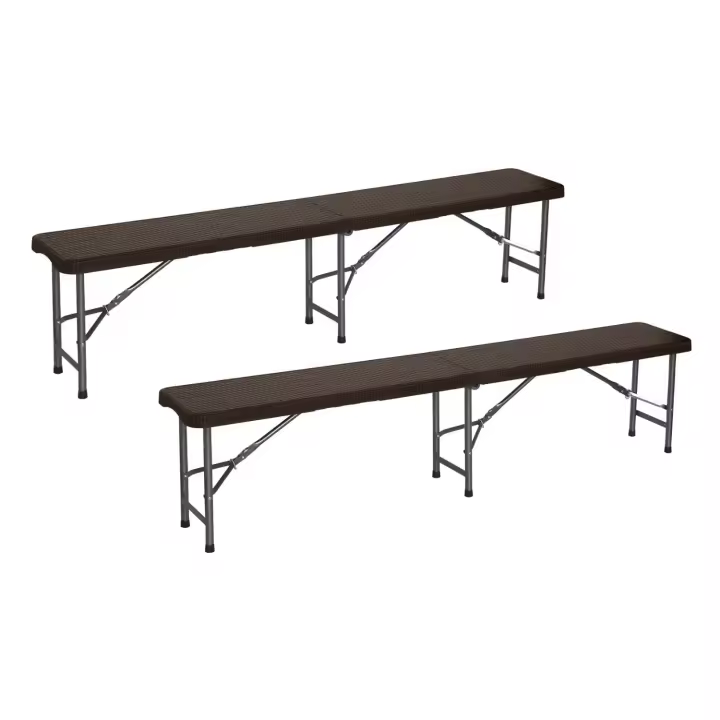 Pack 2 Bancos Plegables Catering Efecto Ratán 180x30x43cm Thinia Home - 1