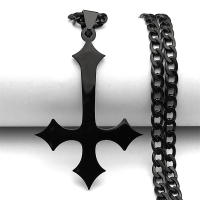 Collar De Acero Inoxidable Con Cruz Inversa Para Hombres Collar De Moda Punk Hip Hop Negro Adecuado Para Fiestas Aniversarios Regalos - details 6