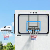 SPORTNOW Canasta de Baloncesto de Pared Tablero de Baloncesto Aro de Baloncesto para Exterior 113x61x73 cm Azul y Negro - details 2