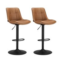Set de 2 taburetes de bar giratorios y regulables, acolchado, con respaldo y reposapiés, de acero, para cocina y comedor, color negro tinta o marrón caramelo - details 7