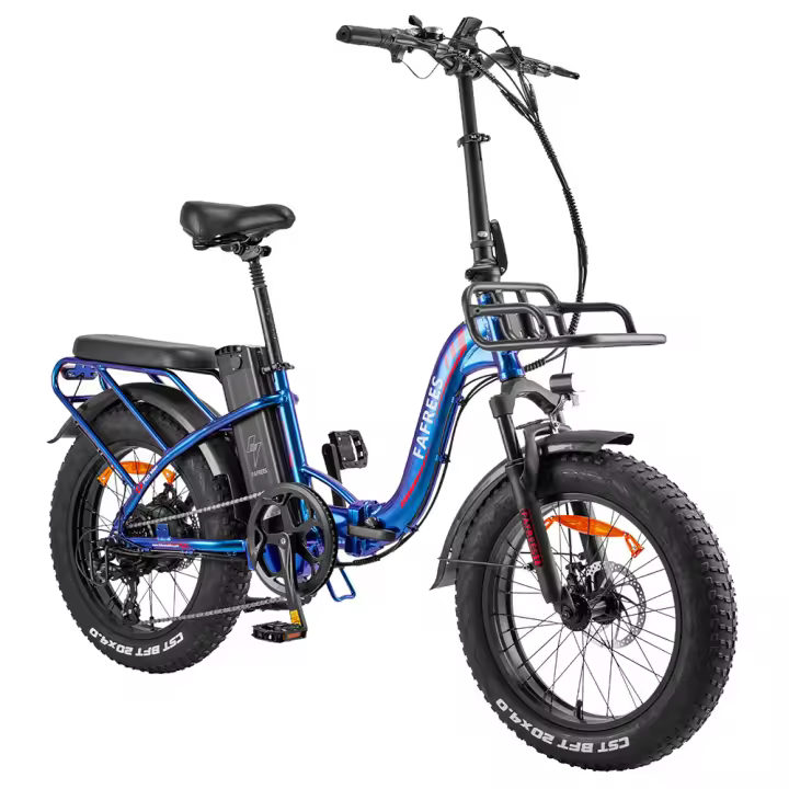 Bicicleta Eléctrica Plegable Fafrees F20 Max, Neumáticos Anchos de 20"x4.0", Motor sin Escobillas de 500W, Velocidad Máxima de 25Km/h, Frenos de Disco Delanteros y Traseros, Cambio SHIMANO de 7 Velocidades, Capacidad Máxima de 150 Kg - Azul Aurora - 1