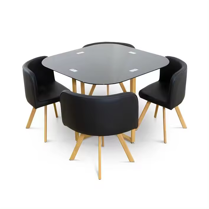 Mesa de Cristal Templado Teka + 4 Sillas. Comedor o Cocina     Saldos y Stocks - 1