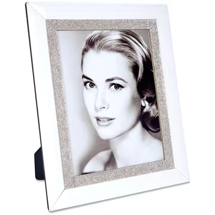 Presume de Casa Portafoto de Cristal Blanco para Foto 20*25 con Brillantes - Elegante Diseño - 1