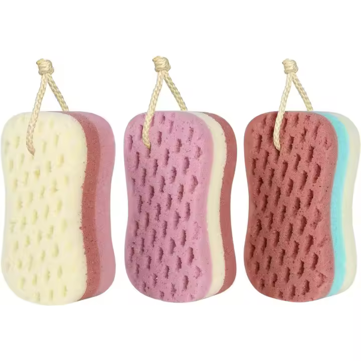 ER Esponjas de Baño de 3 Piezas | Lufa de Espuma | Purador Corporal | Tamaños Grande - 1