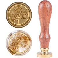 1pc Sellador De Cera Con Diseño De Hoja De Ginkgo Retro Sellador De Madera Con Mango De Latón Removible Para Sobres 25mm - details 0