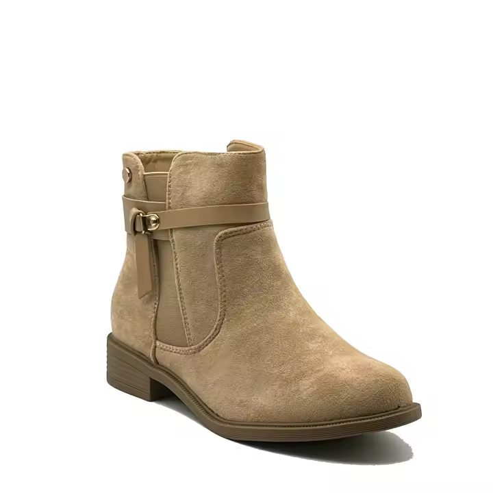 JZ hermanos Botas tobillera de gamuza con hebilla y banda elástica para mujer - 1