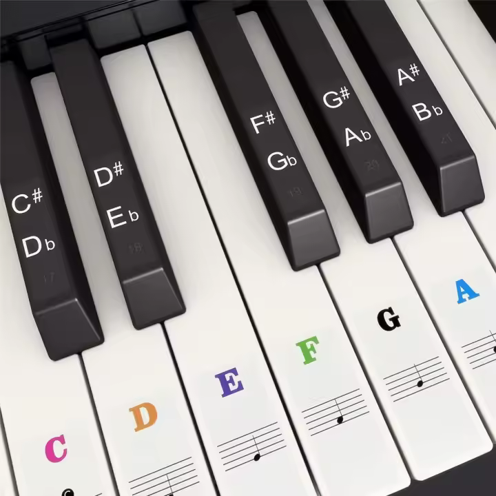 Pegatinas De Teclado De Piano Para 37 49 54 61 88 Teclas Blancas Y Negras Etiquetas Musicales Para Teclado Electrónico - 1