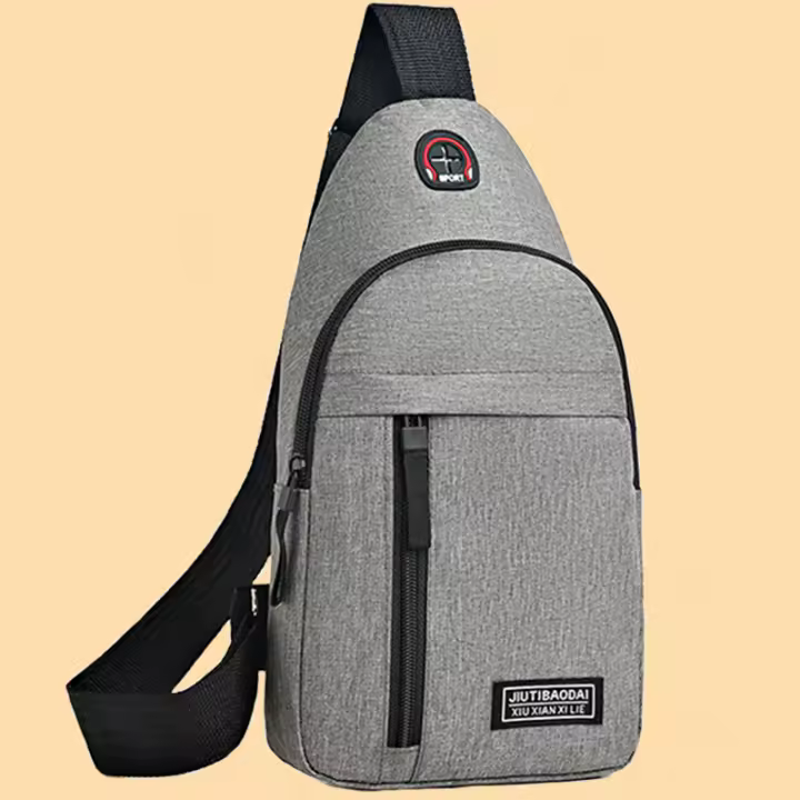 Bolsa De Pecho Para Hombre De Náilon Y Lona Casual Estilo Deportivo Con Correa Cruzada Y Cierre De Cremallera - 1